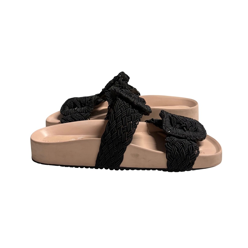 Priscilla Whitaker Brazilian Designer Black Macrame Double Strap Sandals Size 6 - Picture 10 of 10